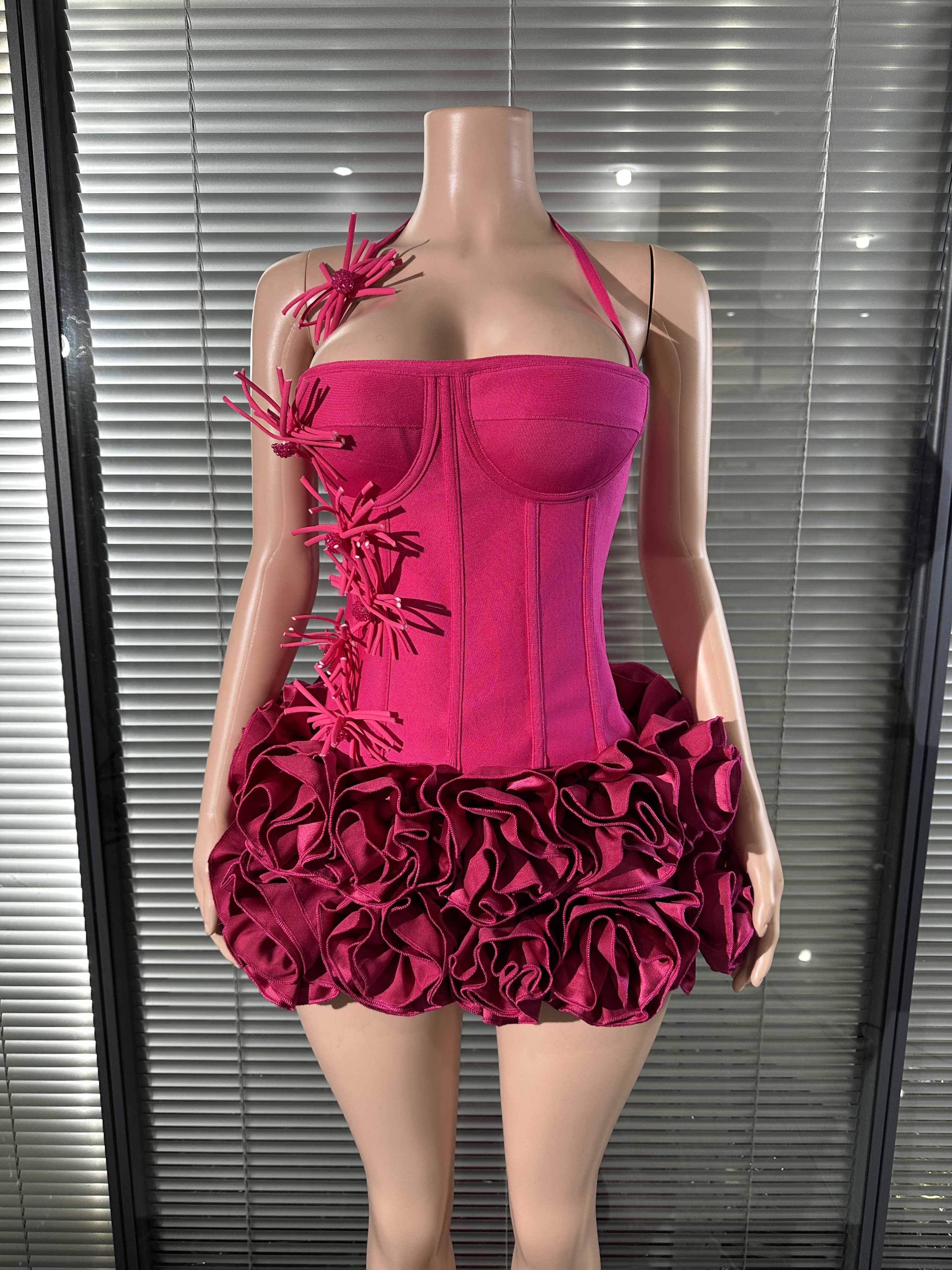Women Sexy Tailored Strapless Florlas 2 Pieces Bodycon Mini Bandage Dress Nightclub Party Wedding Mermaid Outfit