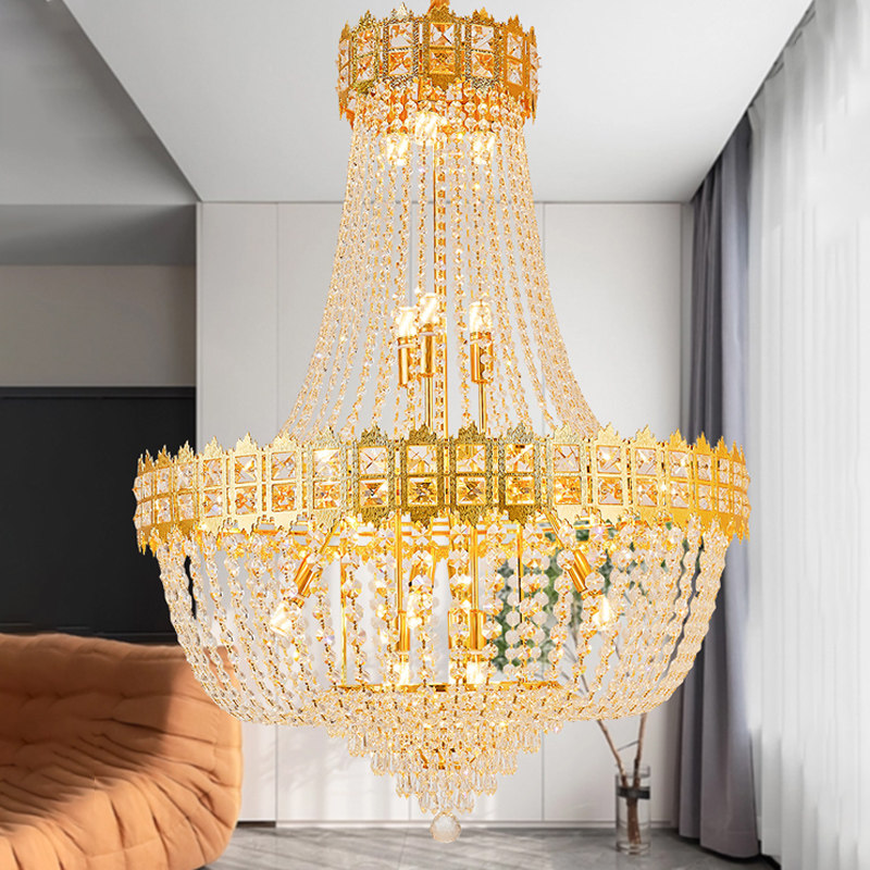 Light Luxury Villa Living Room Led Crystal Chandelier Home Decoration Dining Room Bedroom Duplex Staircase Lighting Fixtures