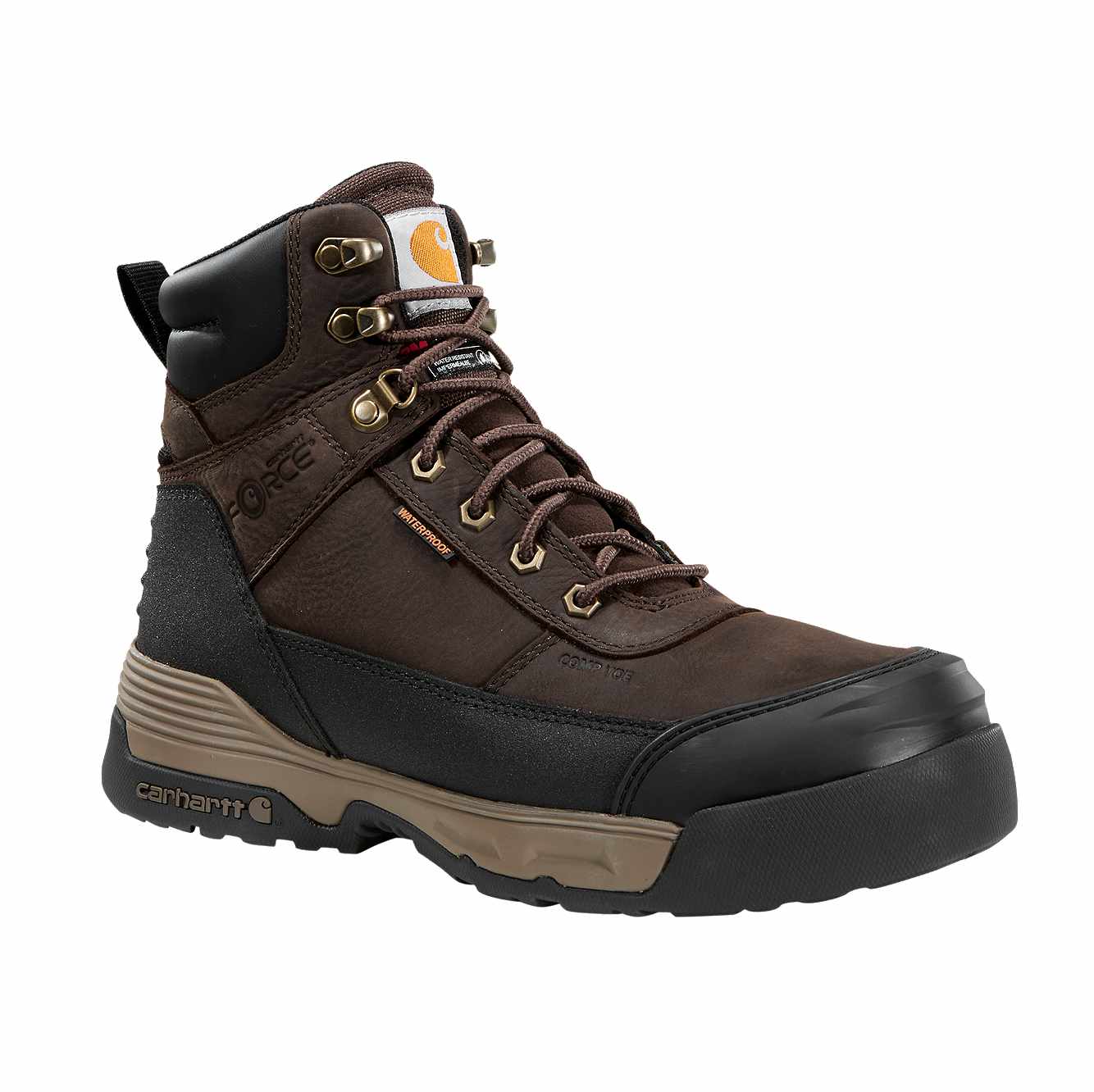 Carhartt Men's Force Hd 6 Waterproof Insulated Composite Toe Work Boot | Dark Brown | 9 M