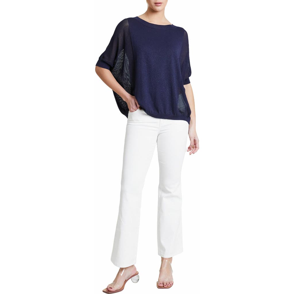Santorelli Levi Short Sleeve Mesh Knit with Lurex in Midnight at Nordstrom, Size Small
