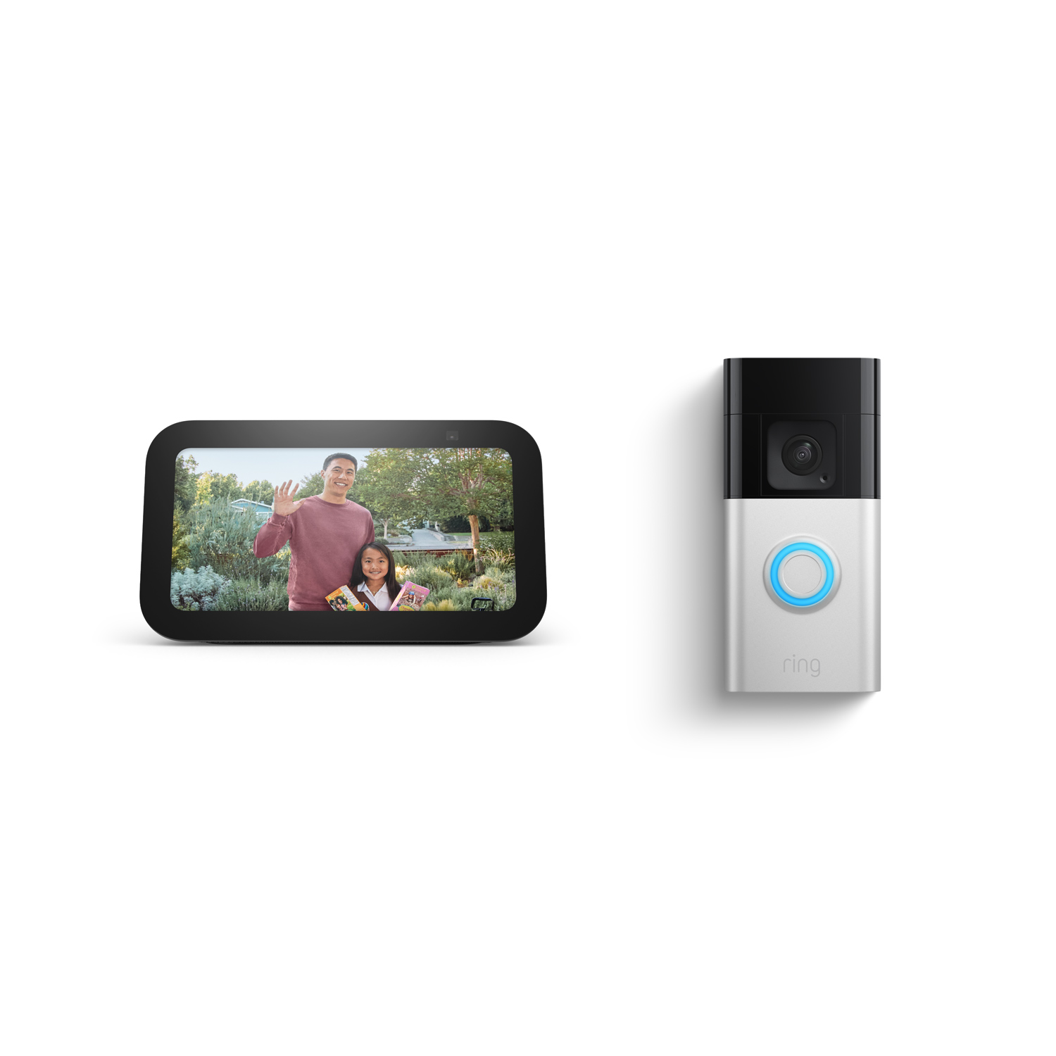 Ring Battery Doorbell Plus with Echo Show 5 (for 3rd Generation) in Satin Nickel / Charcoal