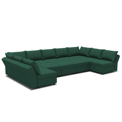 Forest Green Chenille Sectional - Ainfox BOX MODULE STO SOFA 12 Piece Upholstered Modular Sectional Sofa w/ Storage green