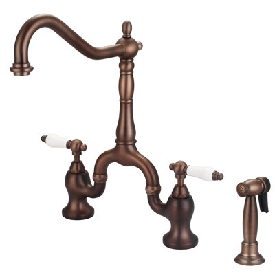Barclay Carlton Kitchen Bridge Faucet w/ Side Spray brown in Oil Rubbed Bronze | 8.25"