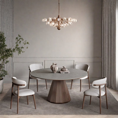 BILBRA Modern simple solid wood rock slab table set brownWood in Gray | 29.52"H x 43.3"L x 43.3"W