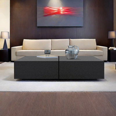 Orxva Galaxy Modern simple square coffee table living room Wood in Black | 12.6" H x 55.1" L x 27.6" W
