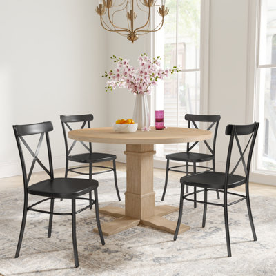 Kelly Clarkson Home Hudson 5-Piece Dining Set w/ Steel Chairs 30.25 H in brownWood/Metal in Rustic Brown | 4