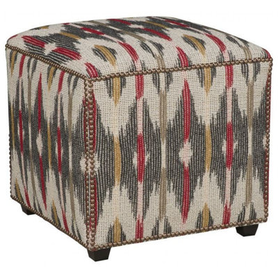 Fairfield Chair Kipley 19" Wide Square Cube Ottoman 19.5 H x 19.0 W x 19.0 D in brown in Tobacco/Platinum | 19.5" H X 19" W X 19" D