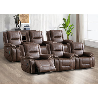 Red Barrel Studio® Khristina Dual Motor Power Lift Massage Recliner – 40.2" Wide Overstuffed Home Theater Seat w/ Heat