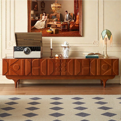 Finaewg French style high-end TV stand Solid + Engineered Wood in Brown | 78.74"