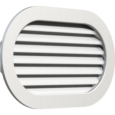 Ekena Millwork PVC Horizontal Round Ended Gable Vent w/ Flat Trim Frame in White | 23" H x 33" W x 3" D