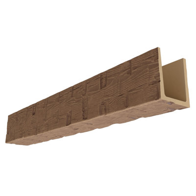 Ekena Millwork Heritage Timber Reclaimed Axed Cut Faux 3-Sided Beam (U-Beam) 5.5 H x 5.5 W x 192.0 D in Urethane in Warm Caramel