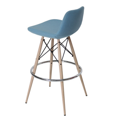 sohoConcept Pera 29" Bar Stool 37.5 H x 18.0 W x 20.5 D in blue/brownUpholstered//Faux leather in Natural/Black/Orange