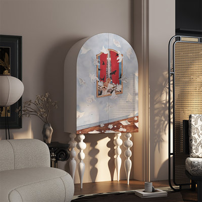 interanest Vintage style home tall feet decorative cabinet Wood in White | 63" H X 27.6" W X 18.9" D