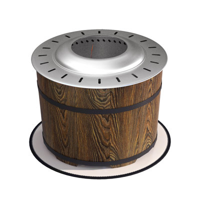 SHANRUGUOJI Outsunny Smokeless Fire Pit w/ Fireproof Mat, 20" Barrel Style Portable Wood Burning Firepit | 15.25" H X 20.5" W X 20.5" D