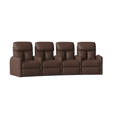 Wayfair Home Theater Row Seating (Row of 4) 44.0 H x 128.5 W x 45.0 D in brownFaux Leather/Microfiber/Microsuede in Luxe Cobblestone