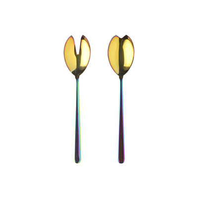 MEPRA Salad Serv.Fork & Spoon Linea Arcob gray/yellowStainless Steel/ Flatware in Silver