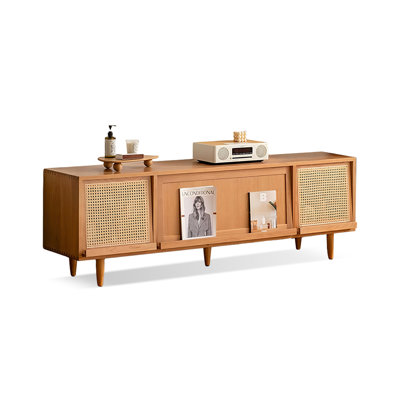 VICABY Modern Simple Multi-Functional TV Stands/redWood/Solid Wood in Brown | 22.83" H x 70.87" W x 15.75" D