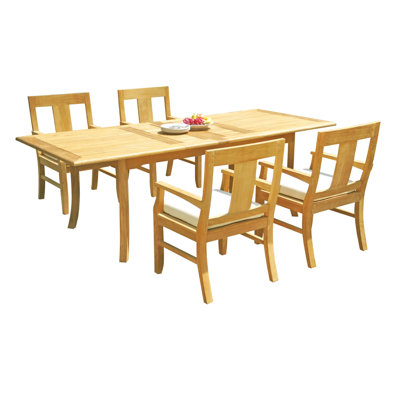 Teak Smith Osborne 5 Piece Teak Outdoor Dining Set 31.0 H x 82.0 W x 40.0 D in brown/whiteWood/Teak in No