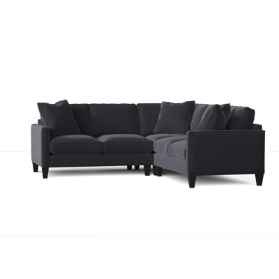 Judson Denim/Akiko Bone Sectional - One Allium Way® Calvin 92" Wide Symmetrical Corner Sectional 35.0 H x 92.0 W x 92.0 D in Polyester/Upholstery/Other Performance Fabrics