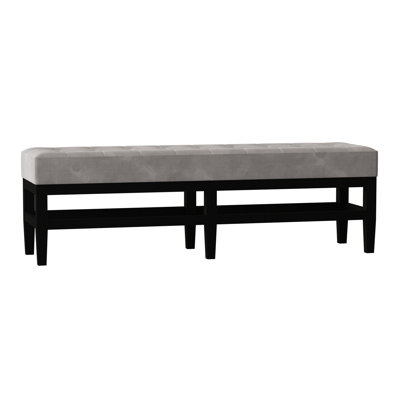Wayfair Galindo-White Upholstered Bench 19.0 H x 61.0 W x 16.0 D in redPolyester/Cotton in Black/Velvet Storm | 19" H X 61" W X 16" D