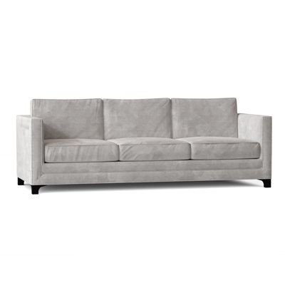 Poshbin Manhattan 95" Blend Square Arm Standard Sofa w/ Reversible Cushions 28.0 H x 95.0 W x 38.0 D in gray/brown in Velvet White/Black
