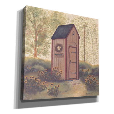 Rosalind Wheeler Folk Art Outhouse I by Pam Britton - Wrapped Canvas Painting Print 37.0 H x 37.0 W x 1.5 D in grayCanvas in Green