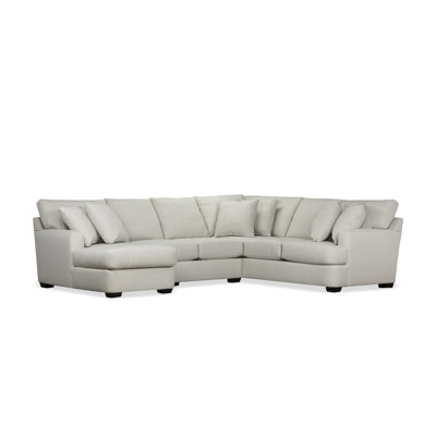 Drusky Ivory Sustain Basketweave Sectional - Wayfair Custom Upholstery™ Emilio 121" Wide Sectional 30.0 H x 121.0 W x 99.0 D in brownSunbrella®/Sustain®/Canvas