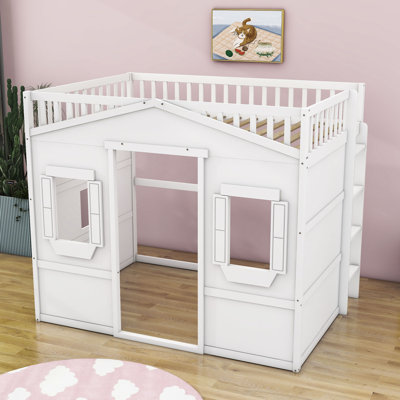 Barneston Loft Bed by Harper Orchard 65.0 H x 57.0 W x 77.0 D in Wood in White | Full