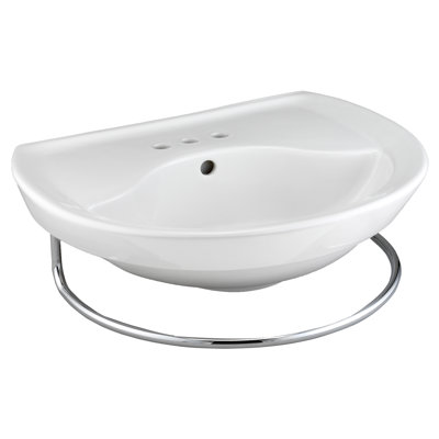 American Standard Ravenna 24.5" Pedestal Bathroom Sink w/ Overflow in White | 24.5" L X 20" W X 8" H