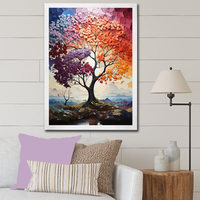 Winston Porter Bright Colors Maple Trees III On Canvas Print 40.0 H x 30.0 W x 1.5 D in Metal in White Single Picture Frame