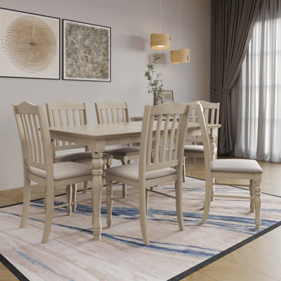 Darby Home Co Angelisse Dining Set brownWood/Upholstered in Beige | 6