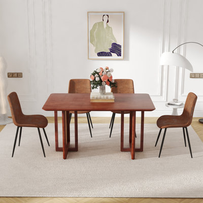 Bay Isle Home™ Soild Wood Dining Set Wood/Upholstered in Brown | 4