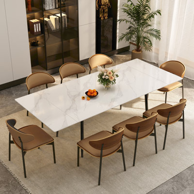 Corrigan Studio® Knighton Sintered Stone Dining Table & Chair Set Upholstered/Metal in Brown | 10