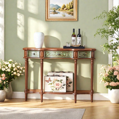 Canora Grey Rural Retro Console Table Wood in Brown | 35.04" H X 48.03" W X 12.99" D