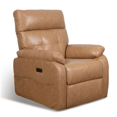 Latitude Run® Power Zero Gravity Recliner Chair blackFaux Leather in Light Brown | 39.8" H X 37.4" W X 29.5" D