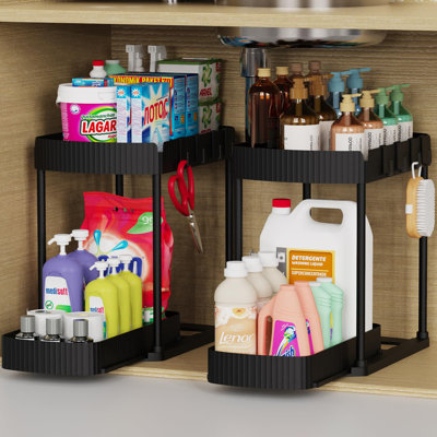 Latitude Run® 2 Pack Multi-Purpose Pull-Out Storage Organizers, Under Sink Organizers & Storage For Bathroom & Kitchen