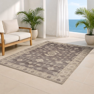 Beige Rectangle 4' x 6' Area Rug - Hokku Designs Overdyed Indoor & Outdoor Area Rug Polyester/Chenille