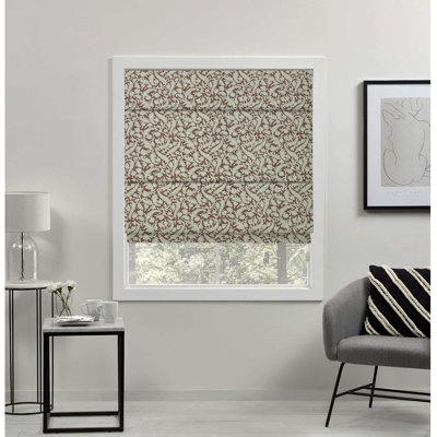 Winston Porter Blue Handmade Block Print Floral 100% Blackout Roman Shade for Window Treatment, Cozy & Elegant for Bed or Living Room