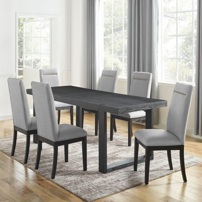 Red Barrel Studio® 7 Piece Dining Set Wood brown/grayWood in Dark Gray | 6