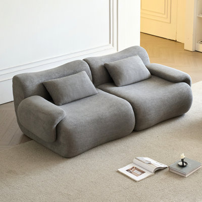 George Oliver Sofa In A Box, Memory Foam 2-Seater Couch, Compression Sofa w/ Deep Seat, No Assembly Required in Gray