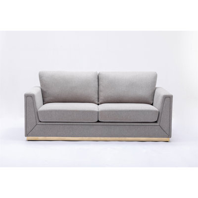 Latitude Run® Valin Linen Sofa For Living Room, Meeting Room & Small Apartment yellowLinen in Gray | 35" H X 34" W X 77" D